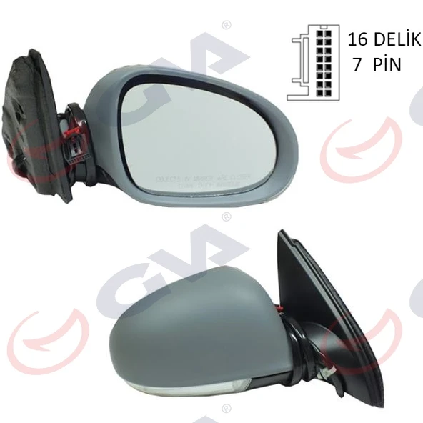 GVA 1075713 DIŞ DİKİZ AYNASI SAĞ JETTA 04>GOLF V 05> ELEKTRİKLİ ISITMALI SİNYALLİ ASTARLI KONVEKS 7 FİŞ VM-381EHPR 1K1857502BF9B9-1K1857508BG ürün görseli 1