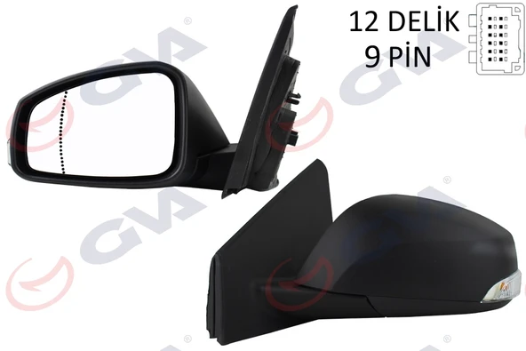 GVA 1011320 DIŞ DİKİZ AYNASI SOL MEGANE-FLUENCE 08> ELEKTRİKLİ ISITMALI SİNYALLİ SENSÖRLÜ ASFERİK 9 FİŞ VM-6138EHSAL 963020180R-963028938R ürün görseli 1
