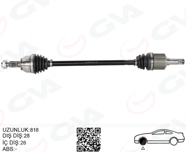 GVA 4499217 KOMPLE AKS ARKA SAĞ/SOL FREELANDER 2 L359 2.0 Si4 2.2TD4 06<14 820MM DİŞ 28 DİFERANSİYEL DİŞ 26 LR014491-LR061592-LR041309-LR024525 ürün görseli 1