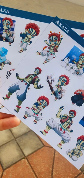 Kimetsu no yaiba-Demon Slayer Akaza -parlak kağıt 2 Li Set Anime Sticker Çıkartma - Resim 7
