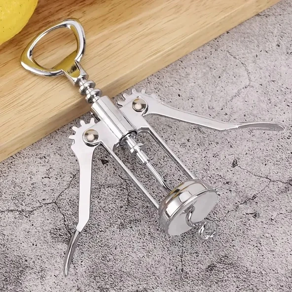 Professional Krom Tirbuşon Metal Tirbüşon Şarap Şişe Açacağı Türbişon Tirbişon - Resim 4