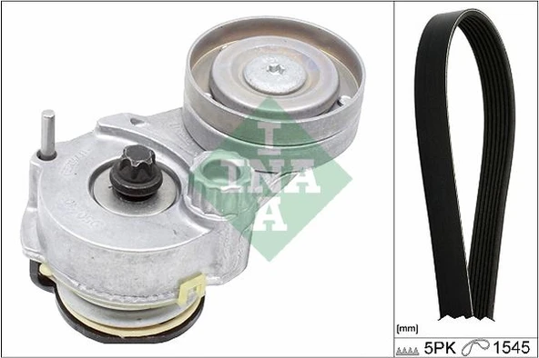 INA 529032910 ALTERNATÖR GERGİ KİTİ 5PK1545 KAYIŞ ASTRA H-G-VECTRA C-ZAFIRA B 1.6 Z16XEP-XER-XE1-A16XER-LEL-LER 55350421-6340606 6340558-1340268-55350422-55556090 ürün görseli 1