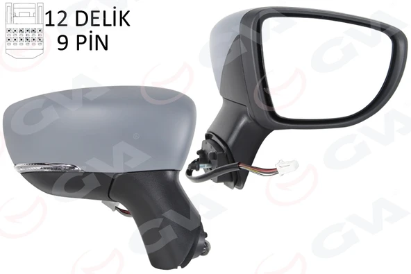 GVA 1014820 DIŞ DİKİZ AYNASI SAĞ ELEKTRİKLİ ISITMALI SİNYALLİ SENSÖRLÜ ASTARLI KONVEKS CAPTUR 17- 963010936R ürün görseli 1