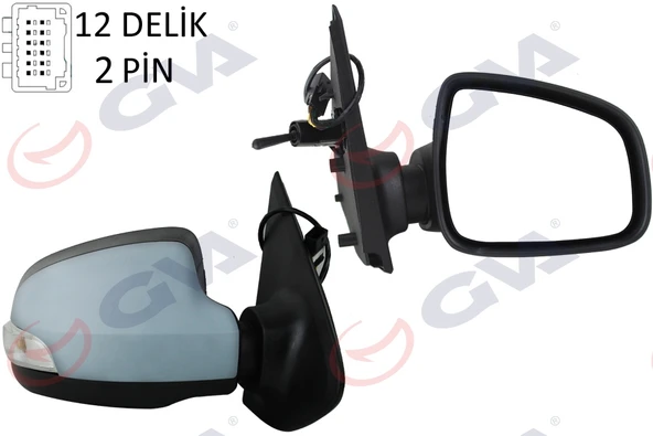 GVA 1014250 DIŞ DİKİZ AYNASI SAĞ SYMBOL-SANDERO 13> 1 MEKANİK SİNYALLİ ASTARLI KONVEKS 2 FİŞ VM-6129PR 963011650R-963010433R ürün görseli 1