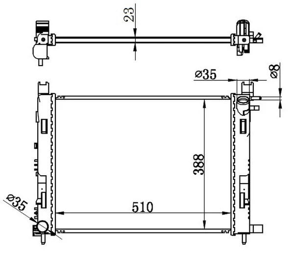 ORIS MRN072023 MOTOR SU RADYATORU CAPTUR I 12> CLIO IV 12> DOKKER 12> SYMBOL III 14> SANDERO II 12> 0.9 TCE 1.2 TCE 1.5 DCI 1.6 506x414x18 BRAZİNG 214107326R-214100055R ürün görseli 1