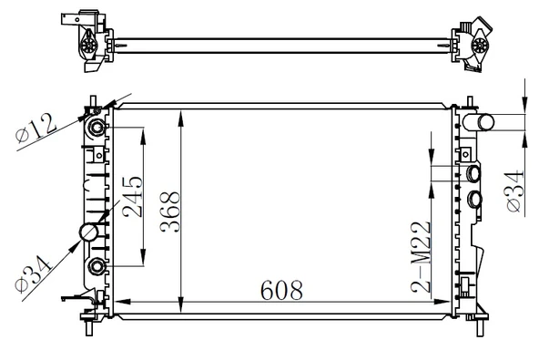 ORIS BOP100022 RADYATÖR VECTRA B AC KLİMASIZ MEK OTOM BRAZİNG 608x358x26 1300159-1300160-1300180-1300185 ürün görseli