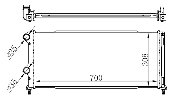 ORIS BFI016026 RADYATÖR BRAZİNG DOBLO 1.9 JTD-1.3MTJ MEK AC KLİMASIZ 700x305x38 -46807378 55174187-51779233-51861635 ürün görseli 1