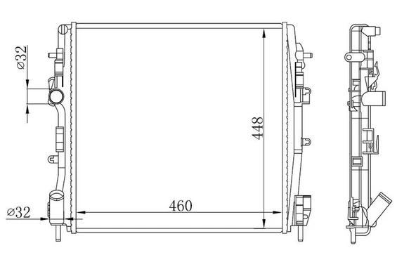 ORIS BRN039026 RADYATÖR BRAZİNG KNG 01> 1.5DCI K9K AC KLİMASIZ MEK 460x448x26 8200240818 ürün görseli