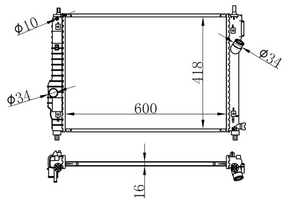 ORIS BCH029016 RADYATOR BRAZİNG MT 600X418X16 KALOS/ AVEO 1.2İ/1.6İ 05 95227751-95227749 ürün görseli 1