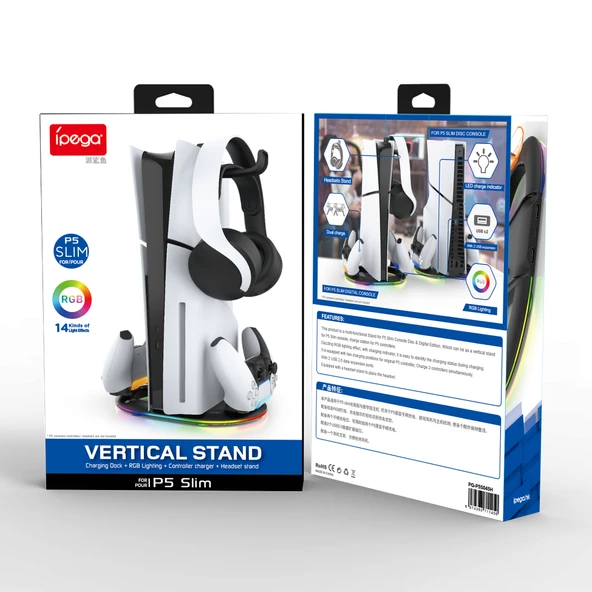PS5 SLİM  KASA DİKEY IŞIKLI STAND RGB İPEGA-PG-P5S045H ürün görseli