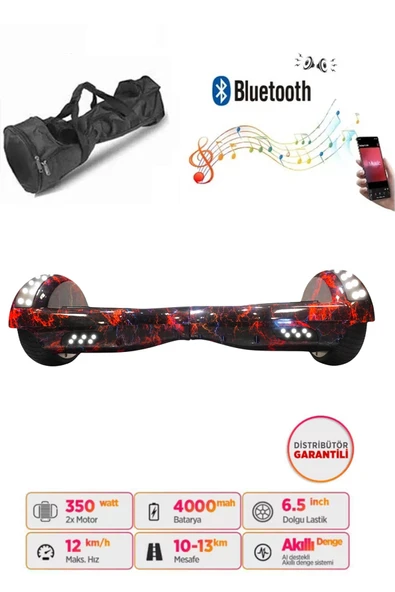 Elektrikli Kaykay Full Ledli Hoverboard Bluetooth Hoparlörlü 6.5 Inch Çanta Hediyeli D15 ürün görseli