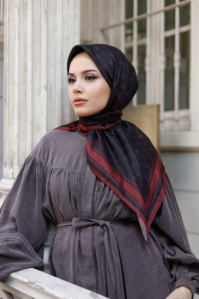 Q Serisi Eşarp Bordo Siyah - 5