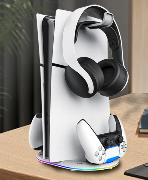 PS5 SLİM  KASA DİKEY IŞIKLI STAND RGB İPEGA-PG-P5S045H - Resim 8