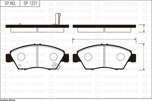 SANGSIN SP1221 ÖN FREN BALATA BÜYÜK TİP HONDA CIVIC 1.6L B16A2 VTEC 16v 160hp EK 96-98 / 1.4L D14 3 kapı - H/B ES 01-05 kalınlık : 16.00 mm 45022SR3V01-45022S5AG01-45022S5AE50 ürün görseli 1