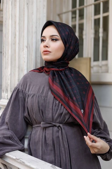 Q Serisi Eşarp Bordo Siyah - 4