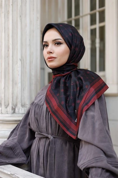 Q Serisi Eşarp Bordo Siyah - 2