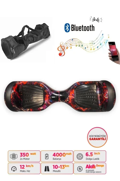 Elektrikli Kaykay Full Ledli Hoverboard Bluetooth Hoparlörlü 6.5 Inch Çanta Hediyeli D15 - Resim 3