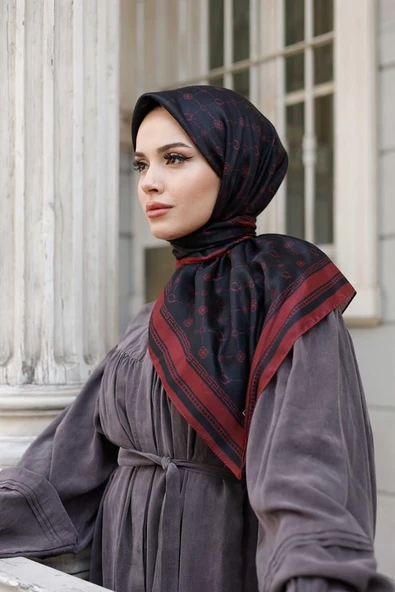 Q Serisi Eşarp Bordo Siyah - 3
