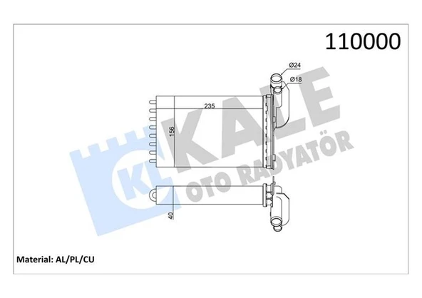 KALORİFER RADYATÖRÜ MGN I-CLIO I-R19 234x157X42 2 SIRA CU PL  7701204680-7701033457 ürün görseli