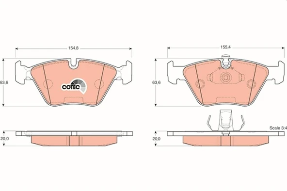 TRW GDB1404 FREN BALATASI ON BMW E39 95>03 34116761280 ürün görseli 1