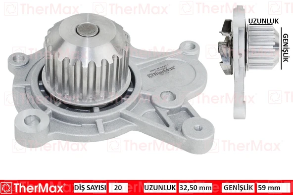 THERMAX T01.311 DEVİRDAİM SU POMPASI HYUNDAI ACCENT GETZ 1.5L D3EA CRDİ 02-05 / SANTAFE 2.2L CRDİ 06-09 / SONATA 2.0L D4EA CRDİ DİZEL 06-11 2510027000-2510027010 ürün görseli 1