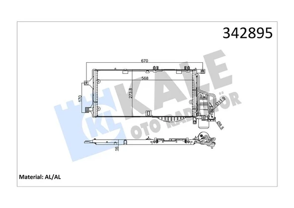 KLİMA RADYATÖRÜ KONDENSERİ KURUTUCU İLE COMBO-CORSA C 1.3CDTI-1.7CDTI 03> 548x261x16  93177423-1850093-13106020 ürün görseli