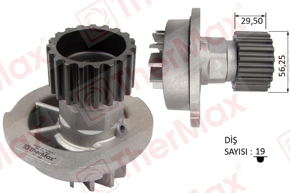 THERMAX T01.192 DEVİRDAİM SU POMPASI CHEVROLET AVEO KALOS 1.4L F14D T200 T250 T255 06-> / LACETTI 1.4L 1.6L KLAN 05-> / DAEWOO NUBIRA 1.6L A16DM 16v KLAJ 97-02 96182871-96352650-96872702-96930074 ürün görseli 1