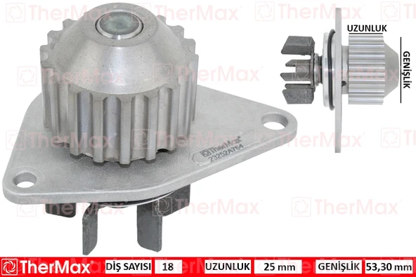 THERMAX T01.224 DEVIRDAIM SU POMPASI P106-P206-P207-P307-BIPPER-NEMO-PARTNER-BERLINGO-C2-C3-SAXO-XSARA 1.4 TU3JP-TU3A 1.4 8V MQP FIAT FIORINO 1.4 KFT.-KFV 1201.G0-9631169188-1609417080 ürün görseli 1