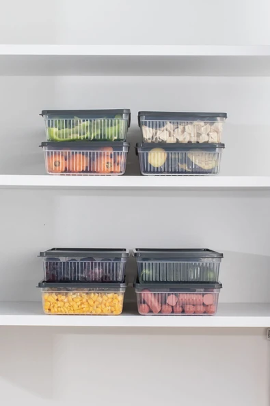 Porsima 1169 4lü Nofrost Buzdolabı Saklama Kabı Oragnizer Antrasit - Resim 4