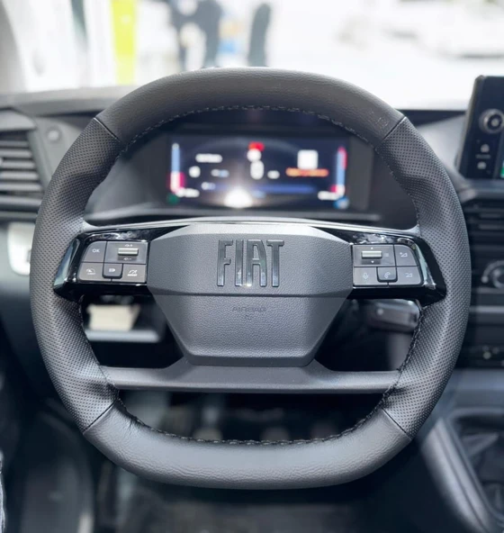 DİKİŞLİ DİREKSİYON KILIFI SİYAH DERİ NOKTALI DERİ SİYAH DİKİŞLİ FIAT SCUDA BİREBİR UYUM ürün görseli