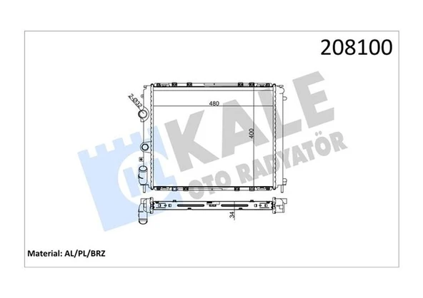 RADYATÖR CLIO II 98>KNG 98-03 AC MEK 480x391x34 1 SIRA ALB SİSTEM  7700417175-7700836303 ürün görseli