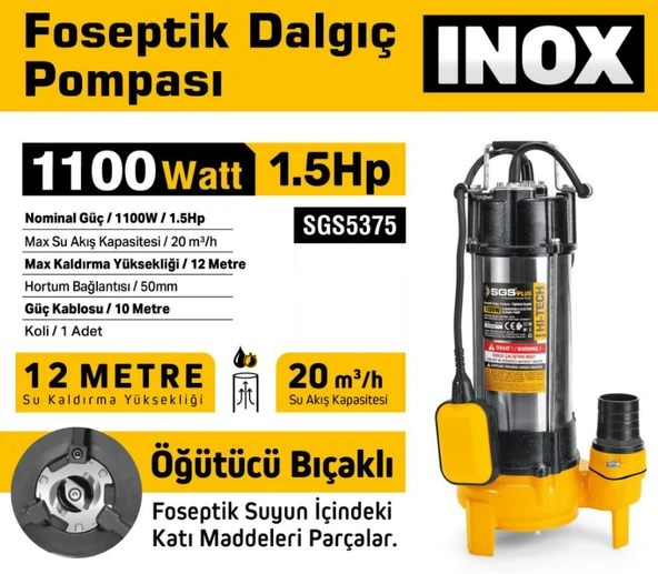 SGS PROFESYONEL FOSEPTİK DALGIÇ POMPA 1100W /1.5HP - 2