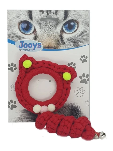 Markapet Jooys Zilli Kedi Örgü İpi 15 cm Kırmızı ürün görseli 1