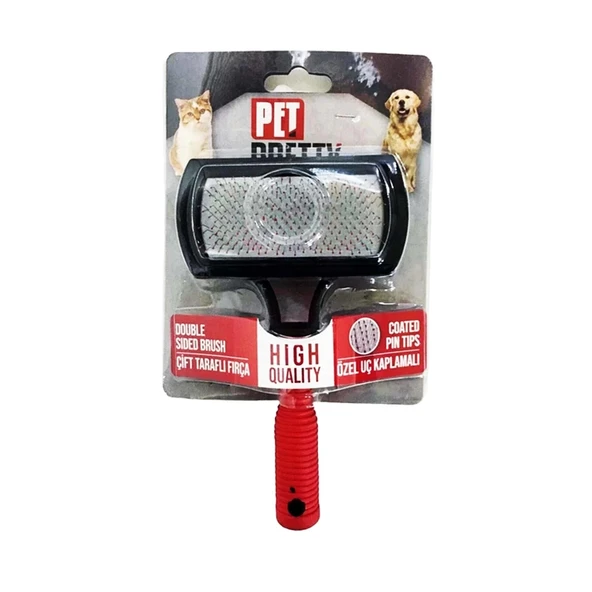 Pet Pretty Çift Taraflı Lüx Kedi Köpek Fırça Tarak 5,5x9 cm - 17 cm ürün görseli