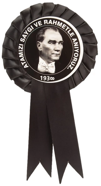 25 ADET 10 KASIM ATAYA SAYGI VE RAHMET TEMALI SİYAH KOKART ROZET - 2