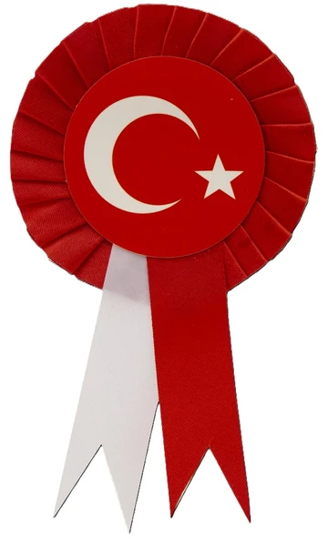 25 ADET TÜRK BAYRAĞI KURDELALI KOKART ROZET ürün görseli 1