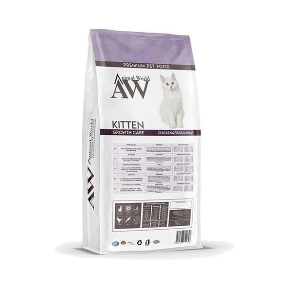 Animal World Tavuk Balık Karidesli Yavru kedi Maması 15 Kg - Resim 2