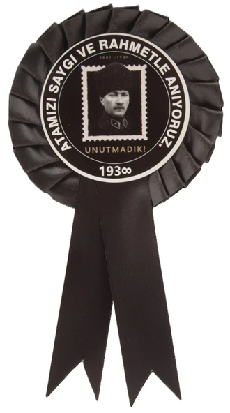 25 ADET 10 KASIM ATAYA SAYGI TEMALI SİYAH KOKART ROZET ürün görseli 1