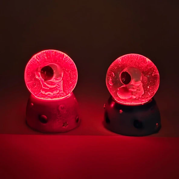 Işıklı Mini Sevimli Astronot Kar Küresi - 2