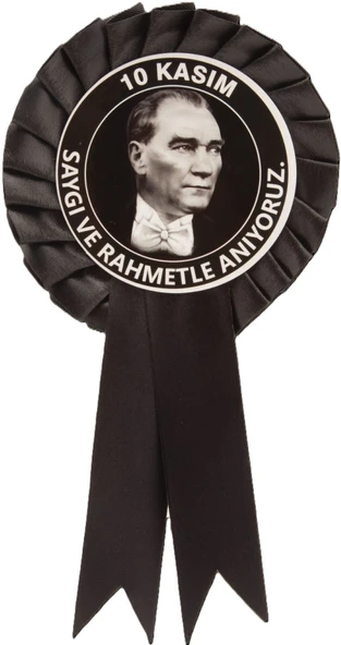 25 ADET 10 KASIM ATAYA SAYGI VE RAHMET TEMALI SİYAH KOKART ROZET