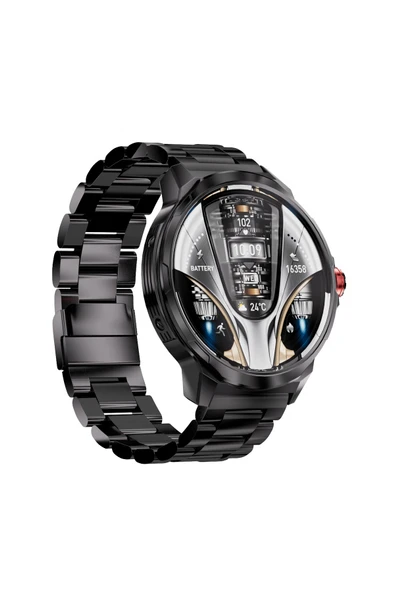 1.93" Super Amoled Ekran Metal ve Silikon Kordonlu Uzun Şarj Süresi Su Geçirmez Akıllı Saat Android İos 2024 - 3