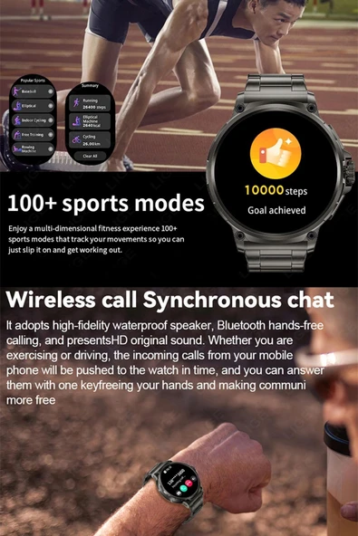 1.93" Super Amoled Ekran Metal ve Silikon Kordonlu Uzun Şarj Süresi Su Geçirmez Akıllı Saat Android İos 2024 - 11