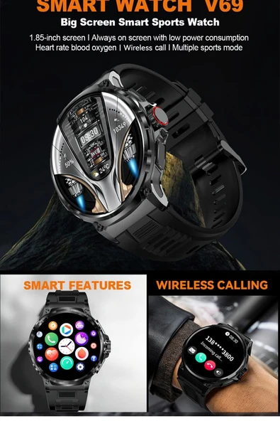 1.93" Super Amoled Ekran Metal ve Silikon Kordonlu Uzun Şarj Süresi Su Geçirmez Akıllı Saat Android İos 2024 - 9