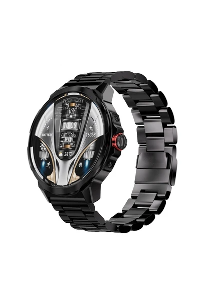 1.93" Super Amoled Ekran Metal ve Silikon Kordonlu Uzun Şarj Süresi Su Geçirmez Akıllı Saat Android İos 2024 - 2