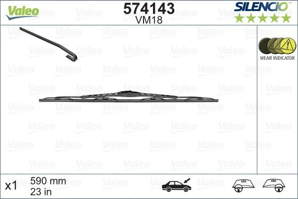 VALEO 574143 SİLECEK SILENCIO 60 CM X1 VM18 RENAULT TOYOTA VOLVO SUBARU PEJO VW OPEL BMW KIA FIAT SWF 116148 8250A246-983502K000 ürün görseli 1