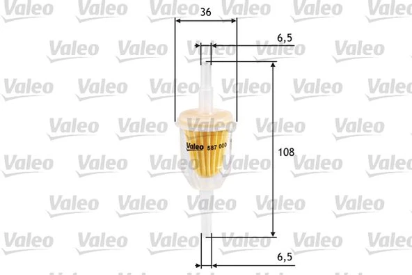 VALEO 587000 ŞEFFAF BENZİN ARA FİLTRE KÜÇÜK TİP ÜNİVERSAL 7700544588-82425649-251201511D - 1