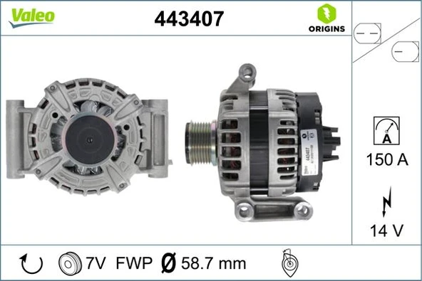 VALEO 443407 ALTERNATOR 12V 150A TRANSIT V348-V347 2.2 TDCI 11>14 TRANSIT V363 14>17 RANGER 2.2 TKE 11> CC1T10300CD-2321309-1889372 ürün görseli 1