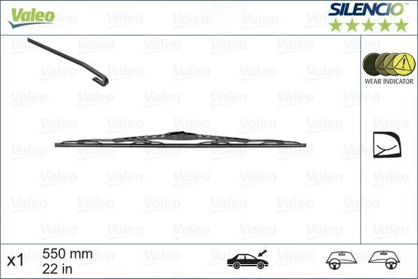 VALEO 116191 SILECEK SUPURGESI ON SAG 550mm MERCEDES C-CLASS W203 S203 CL203 SWF A2038200145-A2038202145 ürün görseli 1