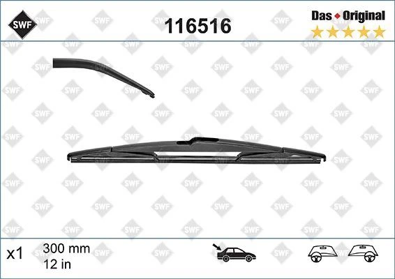 VALEO 116516 SİLECEK SWF 30cm x1 ARKA FOCUS III 11 > FIESTA 06 > QASHQAI 07 > SECENIC III 09 > YARIS SAAB 1462914-9882007000-852420D020 ürün görseli 1