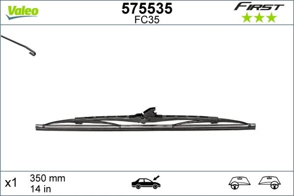 VALEO 575535 SİLECEK SÜPÜRGESİ 35cm x1 NORMAL TİP FİRST ÜNİVERSAL BMP350-1-BMP350 - 1